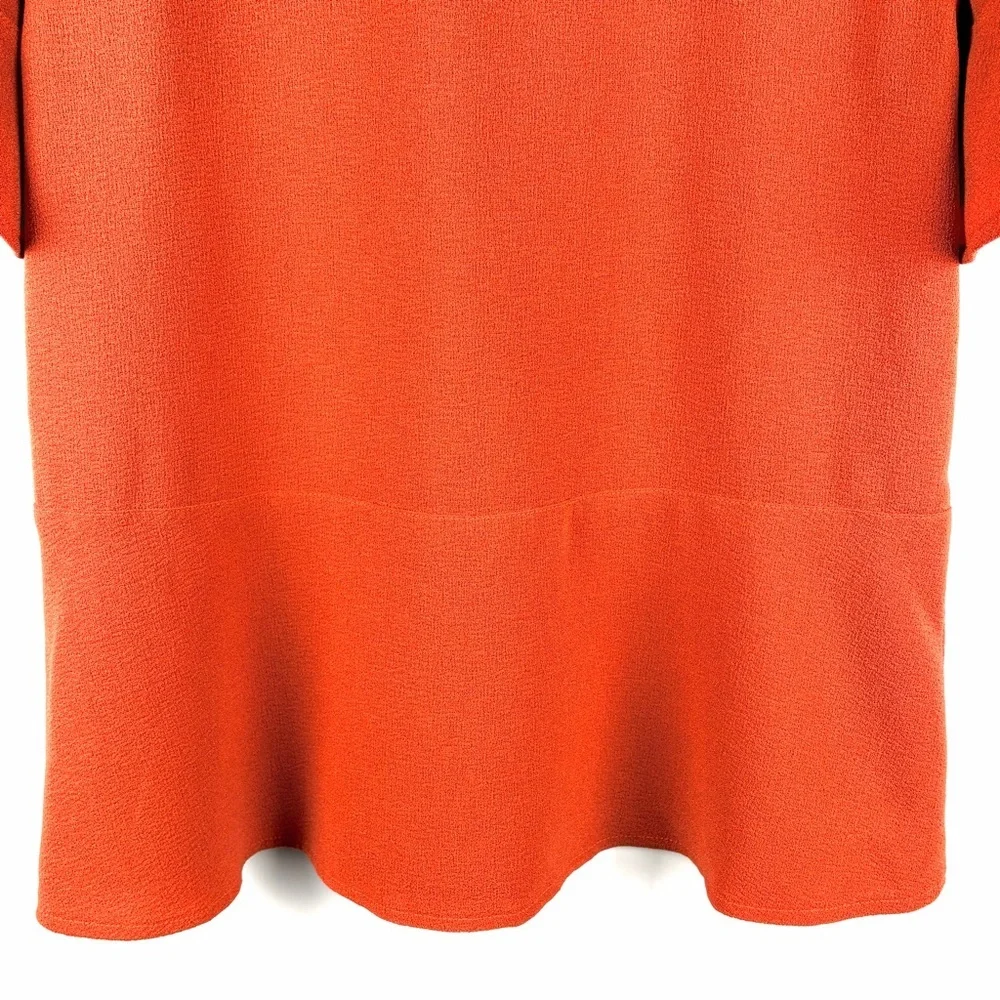 Madewell XS Orange Textured Flutter Sleeve Peplum Blouse Top - Picture 10 of 13